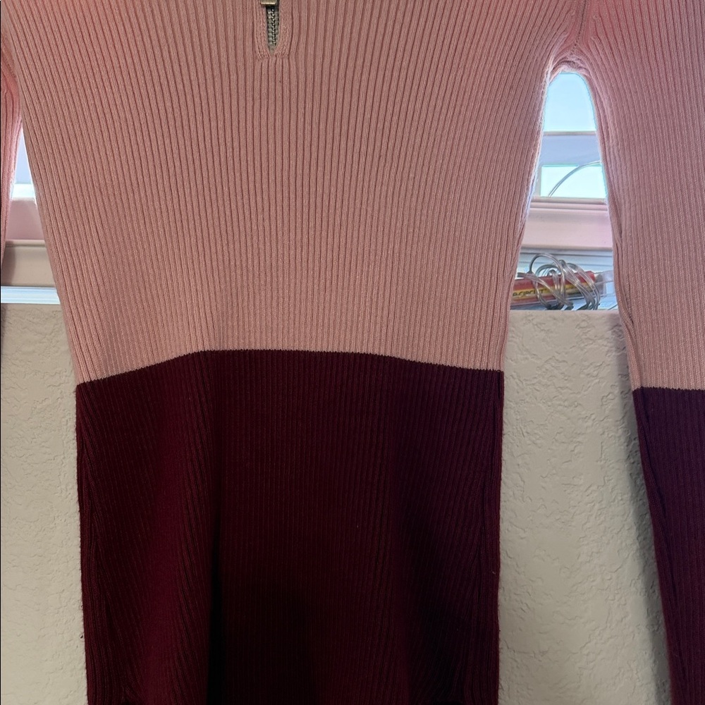 No Boundaries Pink Color Block 3/4 zipper top - Picture 2 of 5